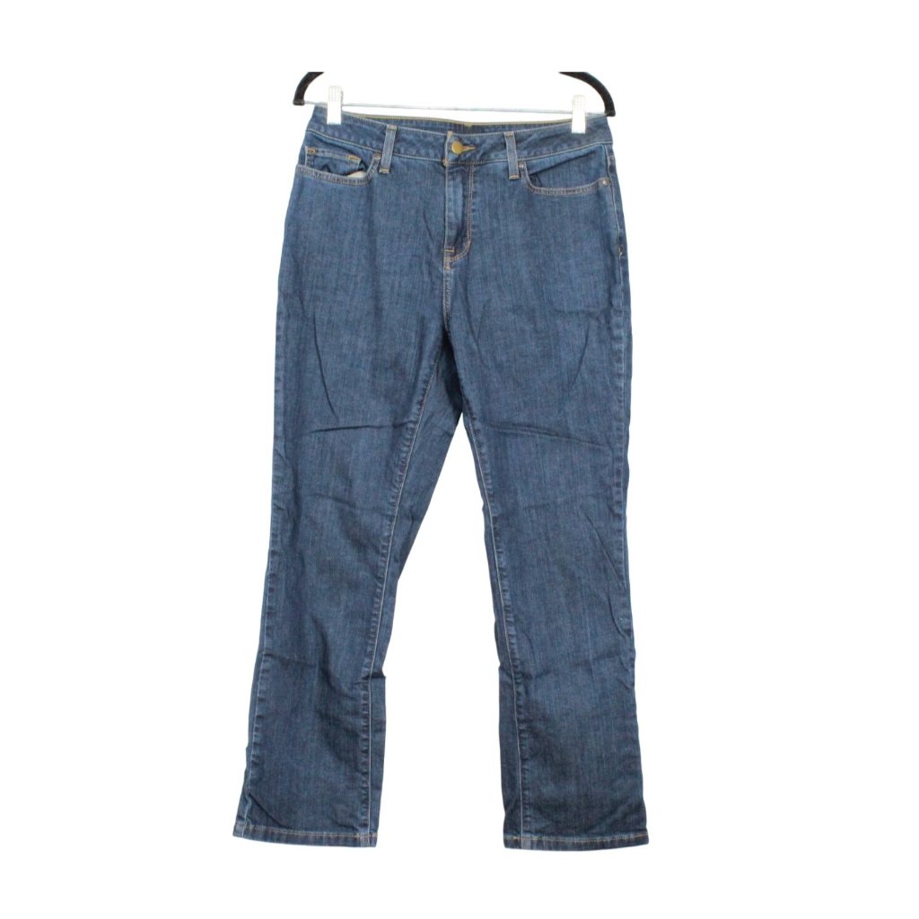 Ll Bean True Shape Jeans High Rise Straight Leg Rinsed Size 10 Pet